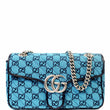 Gucci GG Marmont Canvas Leather Crossbody Bag Blue - Front