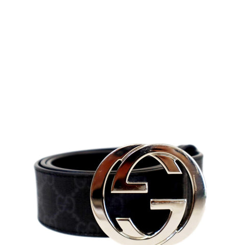 GUCCI Interlocking G Buckle GG Supreme Canvas Belt Black 411924