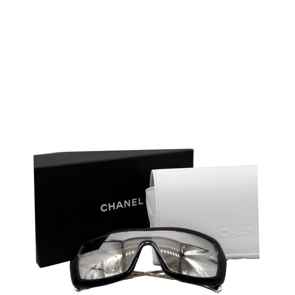 CHANEL Shield Acetate Sunglasses Metallic Lens