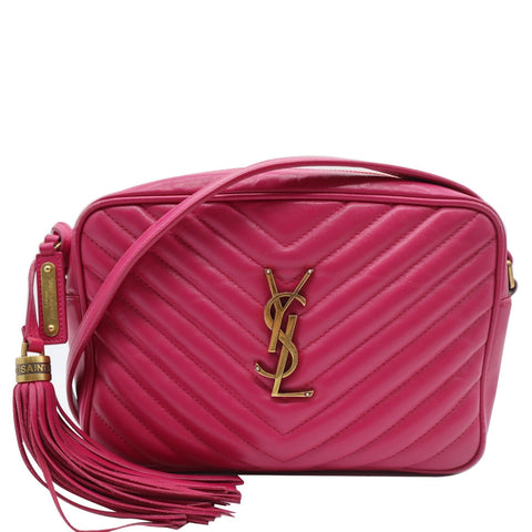 YVES SAINT LAURENT Lou Leather Camera Crossbody Bag Pink