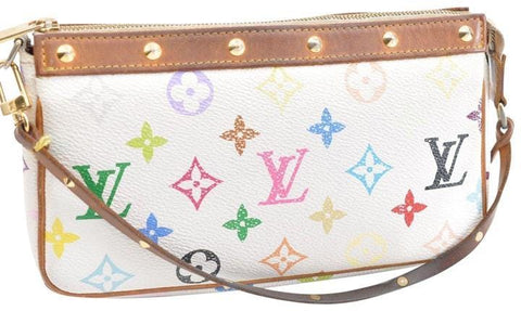 Louis Vuitton Pochette Accessoires White Monogram Multicolor Canvas Shoulder Bag