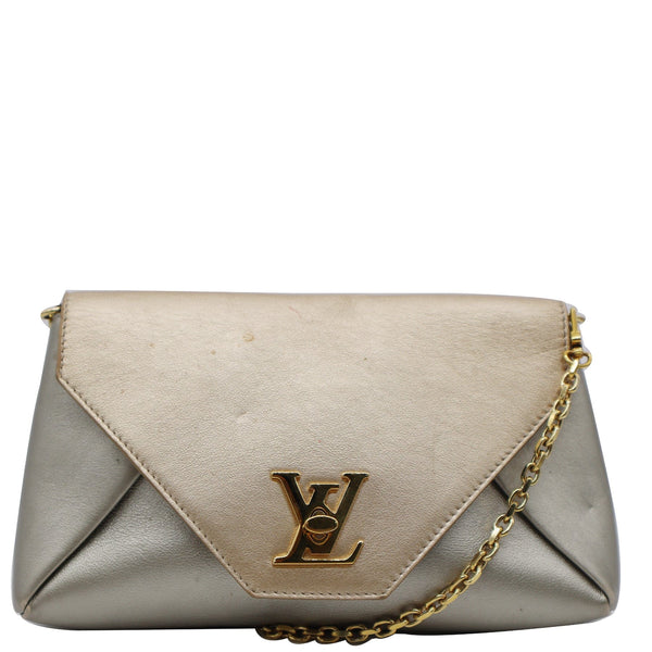 LOUIS VUITTON Love Note Metallic Calfskin Chain Shoulder Bag Gold Silver
