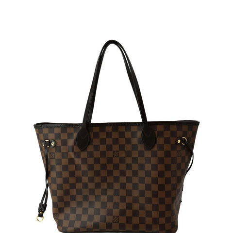 LOUIS VUITTON Neverfull MM Damier Ebene Tote Bag Brown