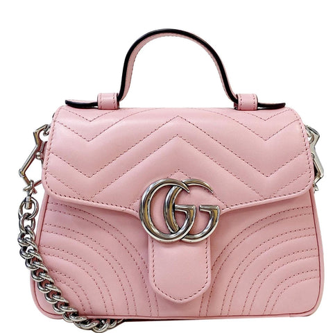GUCCI GG Marmont Mini Top Handle Shoulder Bag Pastel Pink 547260