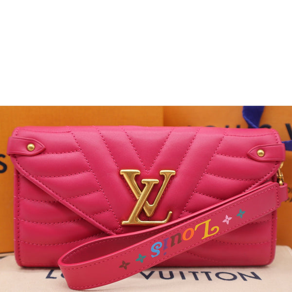 LOUIS VUITTON Love Lock New Wave Long Leather Wallet Pink