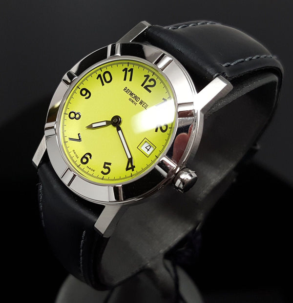 Copy of NEW $795 Ladies Raymond Weil W1 Date Black/Lime 30mm Swiss Watch