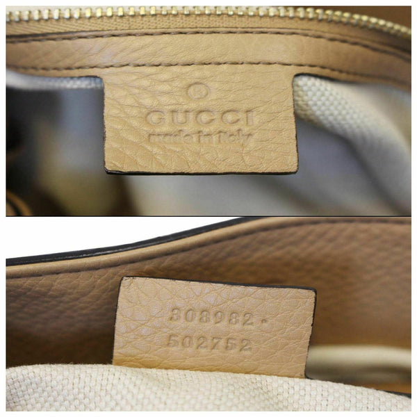 GUCCI Soho Pebbled Leather Chain Shoulder Bag 308982 Beige