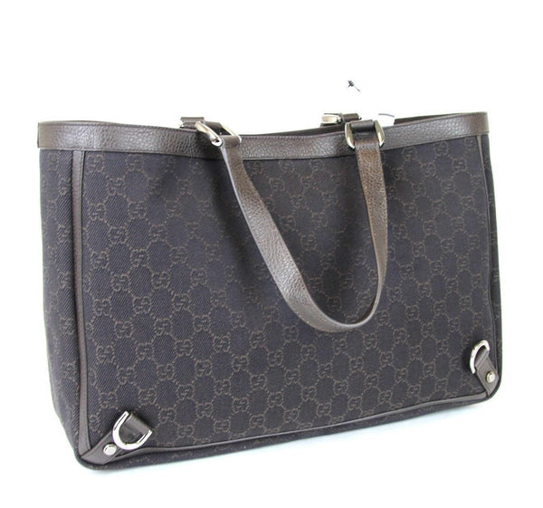 New Gucci 293580 Brown Denim D Ring Abbey Tote Bag Handbag
