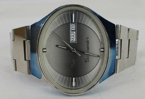 MIDO Commander 1980 Day Date Men's Stainless Steel Watch Light Grey Dial 41MM