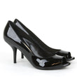 BOTTEGA VENETA Patent Leather Woven Peep Toe Pump Black 9.5 New