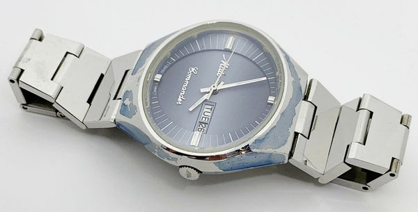 MIDO Commander 1980 Day Date Men's Stainless Steel Watch Light Blue Dial 41MM