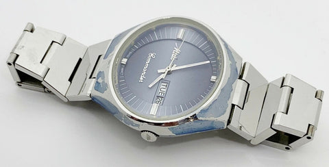 MIDO Commander 1980 Day Date Men's Stainless Steel Watch Light Blue Dial 41MM