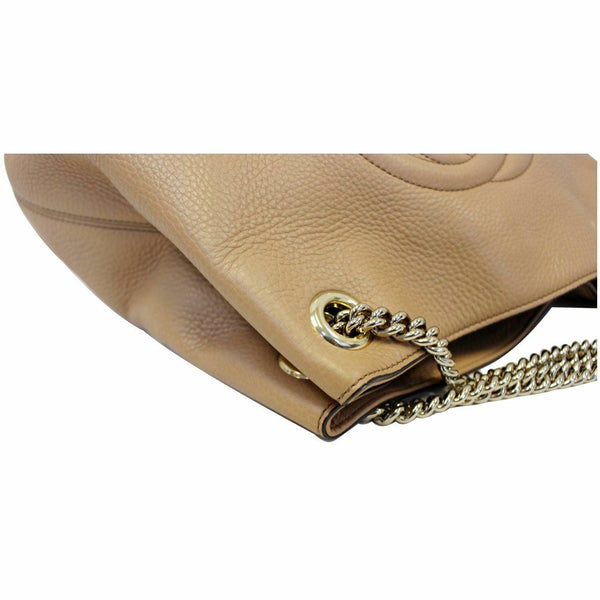 GUCCI Soho Pebbled Leather Chain Shoulder Bag 308982 Beige
