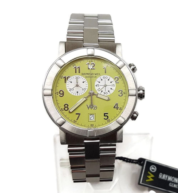 Authentic NEW Raymond Weil W1 Parsifal Chronograph 6800 Lime Dial 35mm