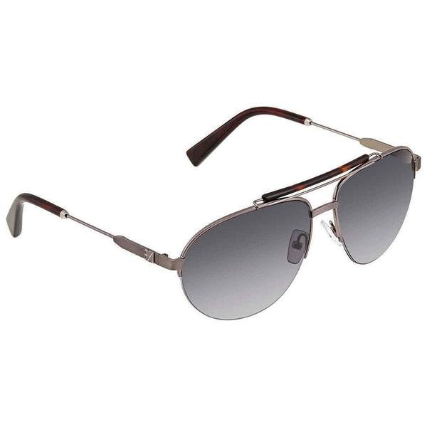 Ermenegildo Zegna Shiny Dark Ruthenium Sunglasses Grey