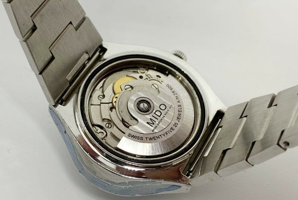 MIDO Commander 1980 Day Date Men's Stainless Steel Watch Light Blue Dial 41MM