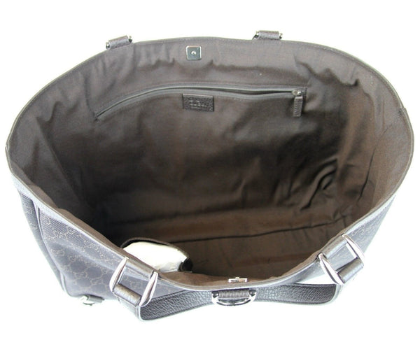 New Gucci 293580 Brown Denim D Ring Abbey Tote Bag Handbag