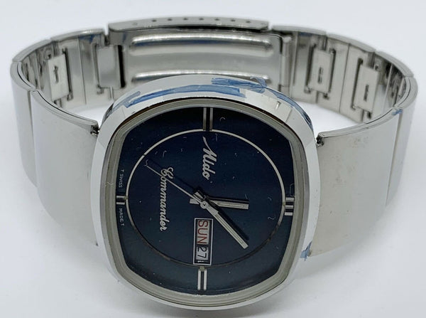 MIDO Commander 1970 Day Date Men's Stainless Steel Watch Blue Dial 41MM