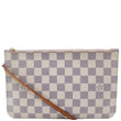 LOUIS VUITTON Neverfull MM Damier Azur Pochette Wristlet Pouch Rose Ballerine