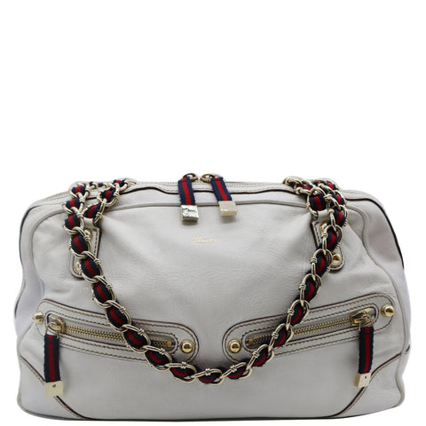 GUCCI Capri Large Leather Bowler Bag White 153013