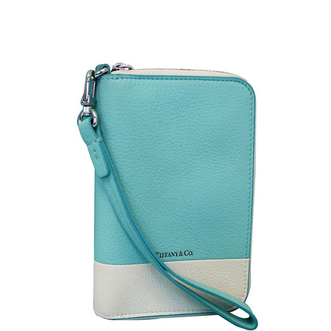 Tiffany & Co Color Block Zip Around Wallet Off-white/Blue