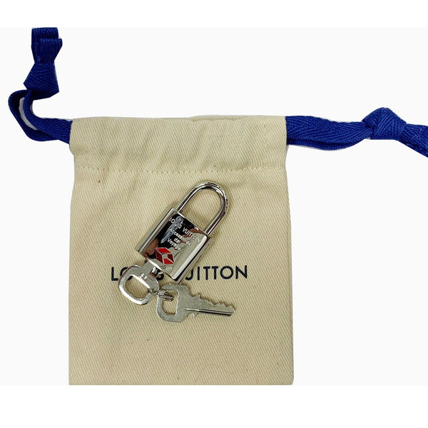 LV TSA Lock and Key Set Silver Number 007 with bag