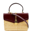Gucci Sylvie Wicker Leather Shoulder Bag in Beige Color - Front