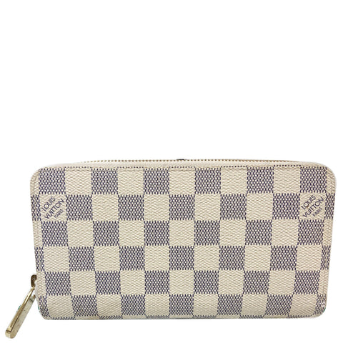 LOUIS VUITTON Damier Azur Zippy Long Wallet White