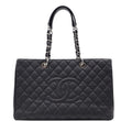 CHANEL XL Grand Quilted Caviar Leather Shopping Tote Bag Black