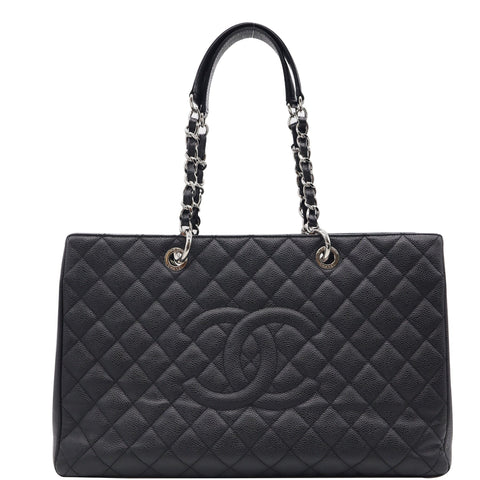 CHANEL XL Grand Quilted Caviar Leather Shopping Tote Bag Black